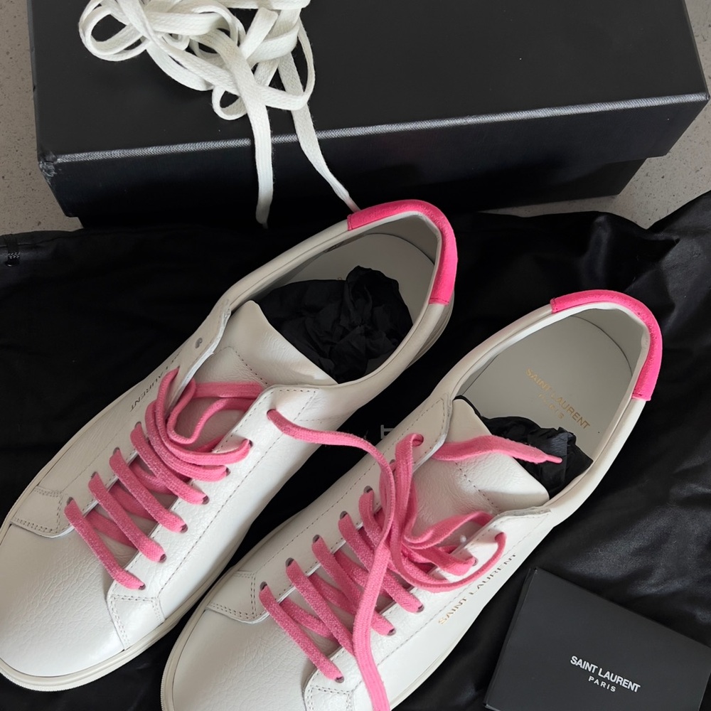 Saint Laurent Women's White and Pink Sneakers